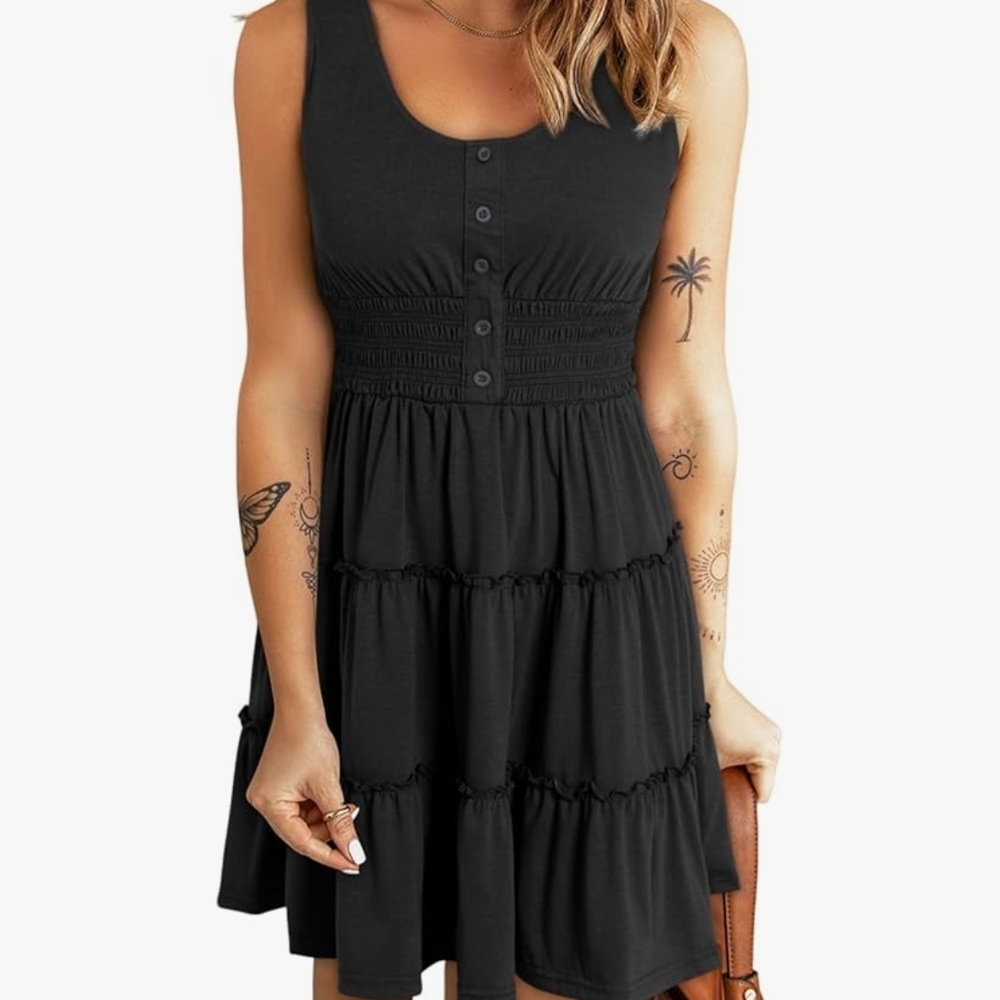 Black Sleeveless Tiered Dress